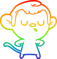 rainbow gradient line drawing cartoon monkey png