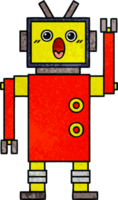 retro grunge texture cartoon robot png