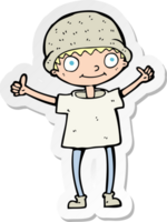 sticker of a cartoon boy with positive attitude png