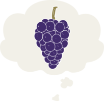 cartoon grapes and thought bubble in retro style png