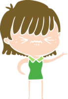 annoyed flat color style cartoon girl png