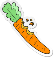 pegatina de una zanahoria mordida de dibujos animados png
