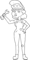 black and white cartoon woman with spanner png