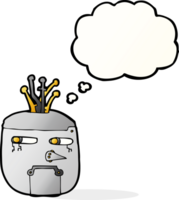 cabeça de robô de desenho animado com balão de pensamento png