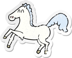 distressed sticker of a cartoon horse rearing up png