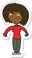 sticker of a cartoon excited woman png