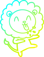 cold gradient line drawing happy cartoon lion png