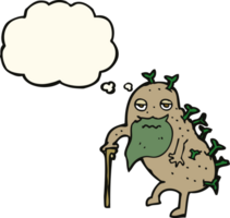 cartoon old potato with thought bubble png