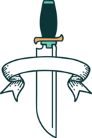 tattoo with banner of knife png