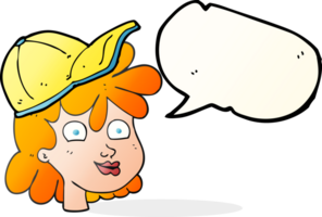 speech bubble cartoon female face wearing cap png