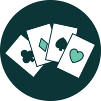 tattoo style icon of a run of cards png