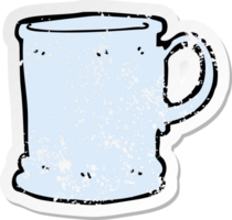 pegatina retro angustiada de una taza de dibujos animados png