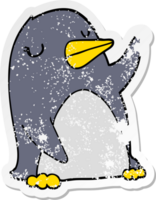 distressed sticker of a cartoon penguin png