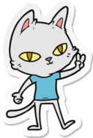 sticker of a cartoon cat waving png