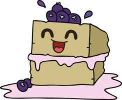quirky hand drawn cartoon happy cake slice png