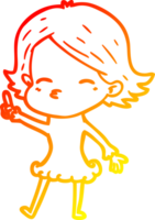 warm gradient line drawing cartoon woman with idea png