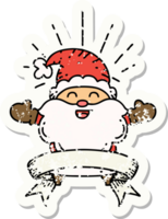 grunge sticker of tattoo style happy santa claus christmas character png