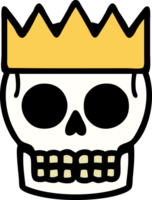 traditional tattoo of a skull and crown png