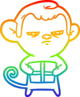 mono de dibujos animados de dibujo de línea de gradiente de arco iris png