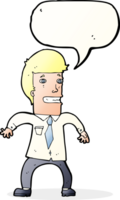 cartoon nervous businessman with speech bubble png