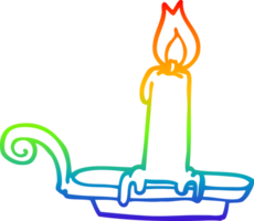 rainbow gradient line drawing cartoon burning candle png