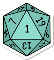 natural 1 D20 dice roll sticker png