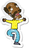 retro noodlijdende sticker van een cartoon oude man die bang is png