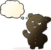 cartoon cute black bear cub with thought bubble png