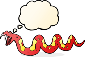 serpiente venenosa de dibujos animados con burbujas de pensamiento png