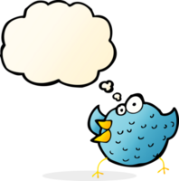 cartoon happy bird with thought bubble png