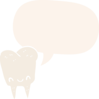 cartoon tooth and speech bubble in retro style png