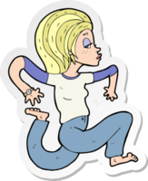 sticker of a cartoon woman running png