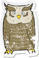 retro distressed sticker of a cartoon owl png