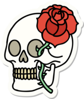 tatuaggio stile etichetta di un' cranio e rosa png