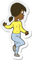 sticker of a cartoon woman waving png