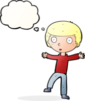 cartoon startled boy with thought bubble png