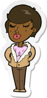 sticker van een cartoon coole ontspannen vrouw png