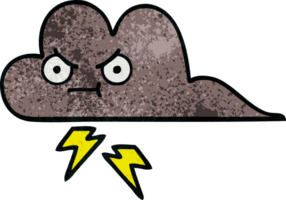 retro grunge texture cartoon storm cloud png