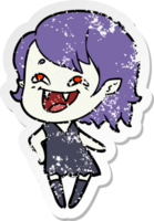 pegatina angustiada de una niña vampiro riéndose de dibujos animados png