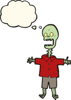 cartoon skeleton with thought bubble png