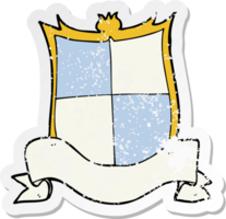 retro noodlijdende sticker van een heraldiek cartoon png