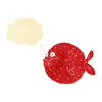 cartoon puffer fish with thought bubble png