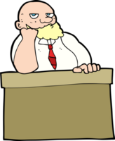 cartoon bored man at desk png