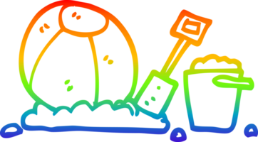 rainbow gradient line drawing cartoon beach objects png