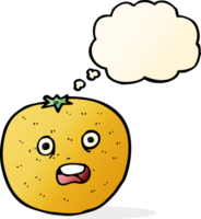 cartoon orange with thought bubble png
