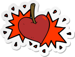 sticker of a cartoon love heart cherry png