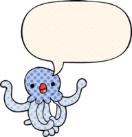 cartoon jellyfish and speech bubble in comic book style png