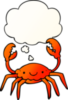 crabe de dessin animé et bulle de pensée dans un style dégradé lisse png