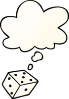 cartoon dice and thought bubble in smooth gradient style png