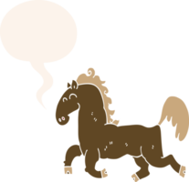 cartoon stallion and speech bubble in retro style png